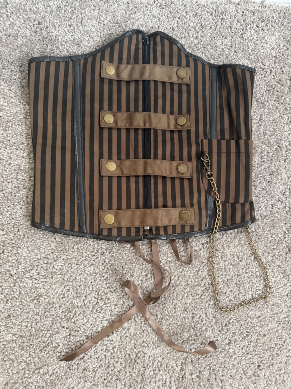 Y2K Spin Doctor steampunk striped underbust corset top vintage goth